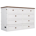 Solid Pine Murphy Bed Chest with Charging Station and Large Storage Drawer