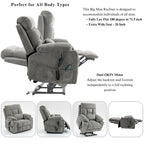 Oversize Dual Motor Massage Recliner w/Heat, Lift Sofa for Elderly, Cup Holder,180 degrees