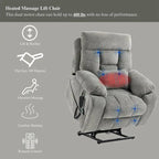 Oversize Dual Motor Massage Recliner w/Heat, Lift Sofa for Elderly, Cup Holder,180 degrees