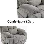 Oversize Dual Motor Massage Recliner w/Heat, Lift Sofa for Elderly, Cup Holder,180 degrees