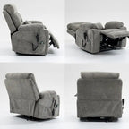 Oversize Dual Motor Massage Recliner w/Heat, Lift Sofa for Elderly, Cup Holder,180 degrees