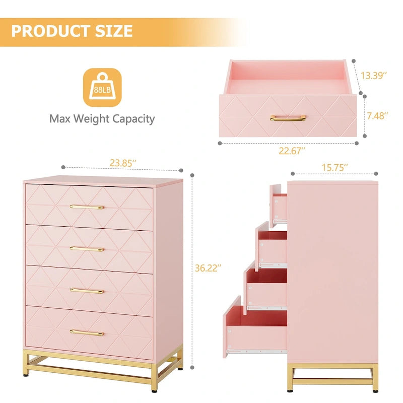 Dresser for Bedroom with 4 Drawer