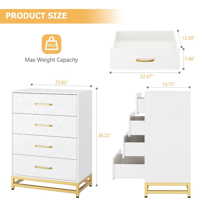 Dresser for Bedroom with 4 Drawer