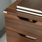 3 Drawer Office Storage Cabinet, Under Desk Cabinet with Wheels, Brown Wood Grain