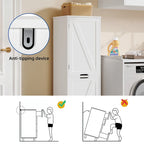 Moasis 53H Tilt Out Laundry Hamper Bathroom Storage Cabinet with Adjustable Shelves and Basket