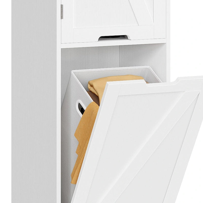 Moasis 53H Tilt Out Laundry Hamper Bathroom Storage Cabinet with Adjustable Shelves and Basket