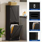 Moasis 53H Tilt Out Laundry Hamper Bathroom Storage Cabinet with Adjustable Shelves and Basket