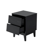 Vintage Nightstand with Bavel Design and 2 Drawers, Set of 2