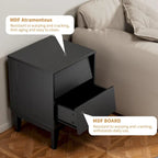 Vintage Nightstand with Bavel Design and 2 Drawers, Set of 2