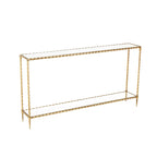 Metal Twisted Rope Inspired 1 Shelf Console Table with Mirrored Glass Top and Shelf - Gold - Roche River Decor