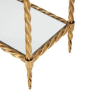 Metal Twisted Rope Inspired 1 Shelf Console Table with Mirrored Glass Top and Shelf - Gold - Roche River Decor