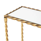 Metal Twisted Rope Inspired 1 Shelf Console Table with Mirrored Glass Top and Shelf - Gold - Roche River Decor