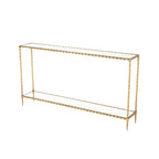 Metal Twisted Rope Inspired 1 Shelf Console Table with Mirrored Glass Top and Shelf - Gold - Roche River Decor