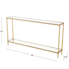 Metal Twisted Rope Inspired 1 Shelf Console Table with Mirrored Glass Top and Shelf - Gold - Roche River Decor