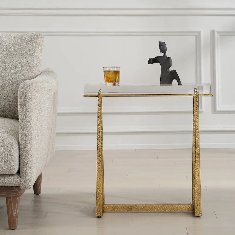 Uttermost Midas Thick Crystal Accent Table - 24H x 24W x 8.625D