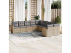 Garden furniture set with cushions, 10 pieces, beige woven resin, AVSS60368
