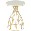 Metal Flower Inspired Side End Accent Table with Cream Marble Tabletop - Gold - Roche River Decor