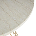 Metal Flower Inspired Side End Accent Table with Cream Marble Tabletop - Gold - Roche River Decor