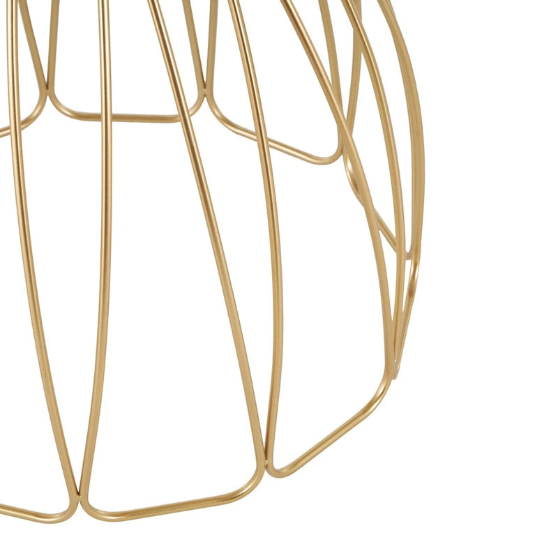 Metal Flower Inspired Side End Accent Table with Cream Marble Tabletop - Gold - Roche River Decor