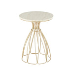 Metal Flower Inspired Side End Accent Table with Cream Marble Tabletop - Gold - Roche River Decor