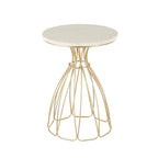 Metal Flower Inspired Side End Accent Table with Cream Marble Tabletop - Gold - Roche River Decor