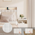 KingSizeFloatingBedwithHeadboardStorageandRGBLEDLights,Beige