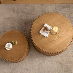 Coffee Table Set with Vertical Textured Embossed Design for Living Room (Set of 2)
