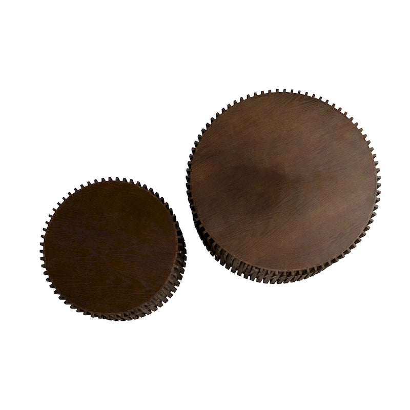 Coffee Table Set with Vertical Textured Embossed Design for Living Room (Set of 2)