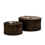 Coffee Table Set with Vertical Textured Embossed Design for Living Room (Set of 2)