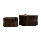 Coffee Table Set with Vertical Textured Embossed Design for Living Room (Set of 2)