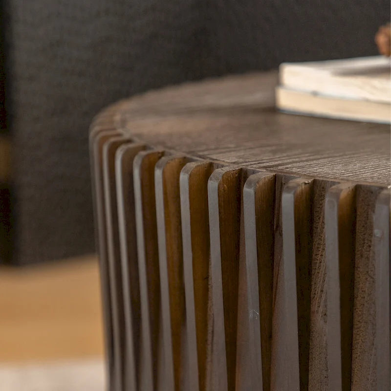 Coffee Table Set with Vertical Textured Embossed Design for Living Room (Set of 2)