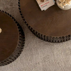 Coffee Table Set with Vertical Textured Embossed Design for Living Room (Set of 2)