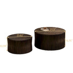 Coffee Table Set with Vertical Textured Embossed Design for Living Room (Set of 2)