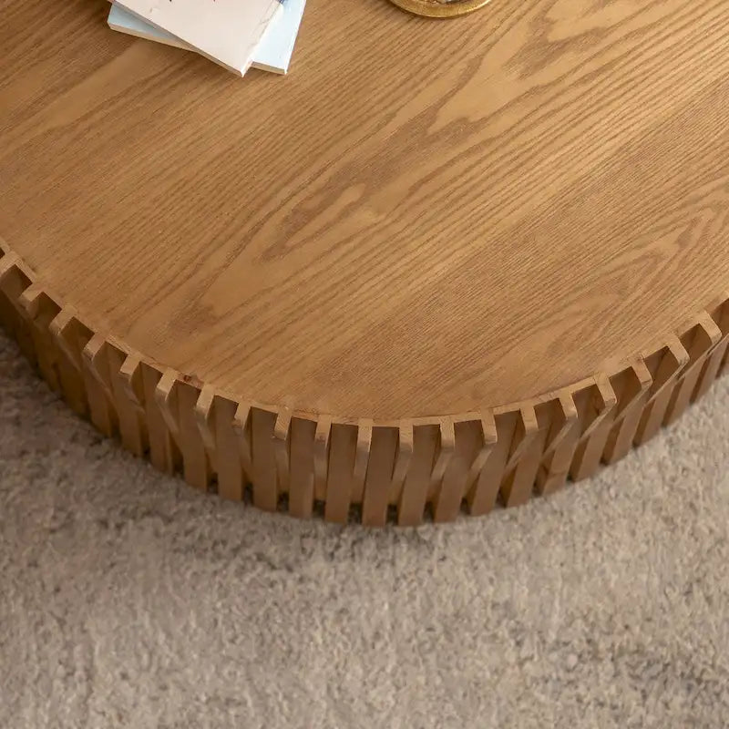 Coffee Table Set with Vertical Textured Embossed Design for Living Room (Set of 2)