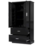 Tall Bathroom Storage Cabinet, Cabinet with Two Doors and Drawers, Adjustable Shelf, MDF Board