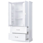 Tall Bathroom Storage Cabinet, Cabinet with Two Doors and Drawers, Adjustable Shelf, MDF Board