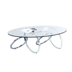 Somette Chrome and Glass Oval Cocktail Table