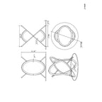 Somette Chrome and Glass Oval Cocktail Table