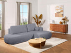BROCARO right-hand corner sofa bed in textured grey fabric by Meublori
