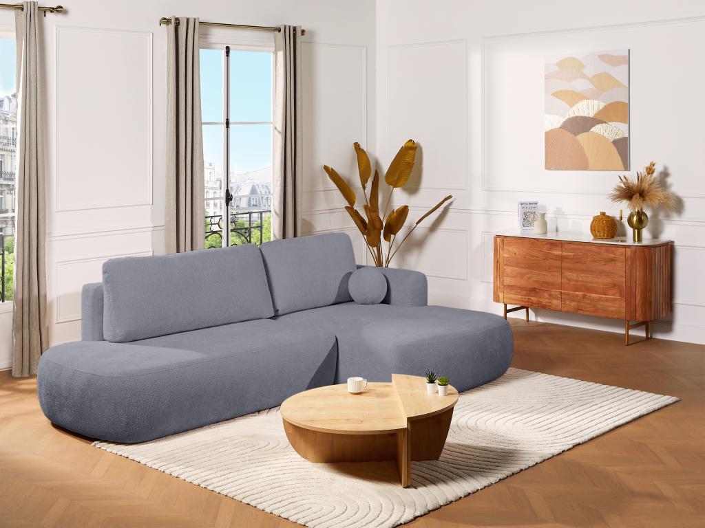 BROCARO right-hand corner sofa bed in textured grey fabric by Meublori