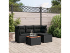 5-piece garden furniture set with cushions, black woven resin, IDTN28882