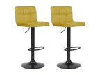 Set of 2 Bar Stools - Velvet / Matte Black Metal - Yellow - Meublori