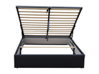 Black storage bed 100x200 cm with 12 Meublori - Quick assembly and easy-care fabric