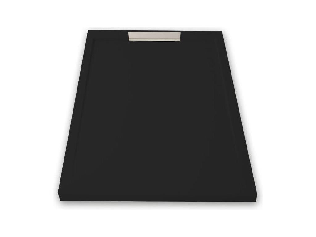 Meublori 90x150cm extra-flat shower tray in black slate-effect resin