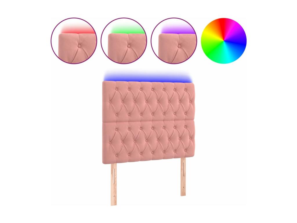 Pink LED Headboard 100x7x118/128 cm Velvet