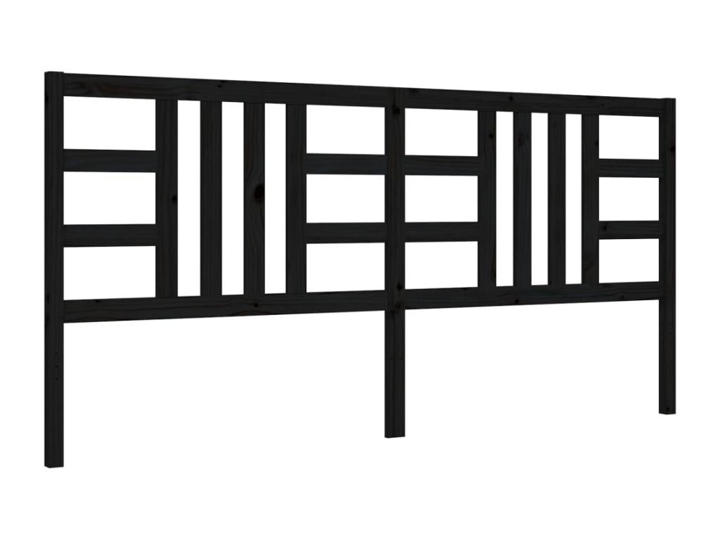 Bed frame with black headboard, 200x200 cm, solid wood