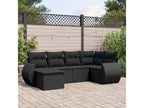 6-piece garden furniture set with cushions, black woven resin WHBI65061