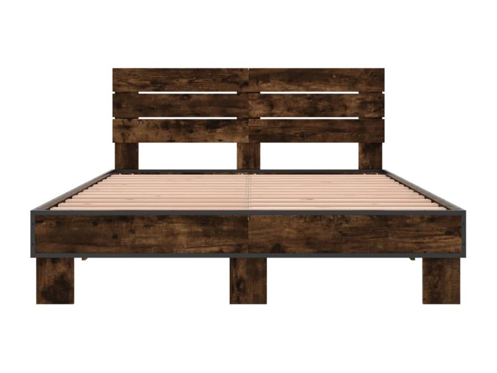 Smoked oak bed frame 120x190 cm engineered wood and metal KIDB83744