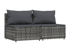 3-piece garden furniture set with cushions, grey woven resin