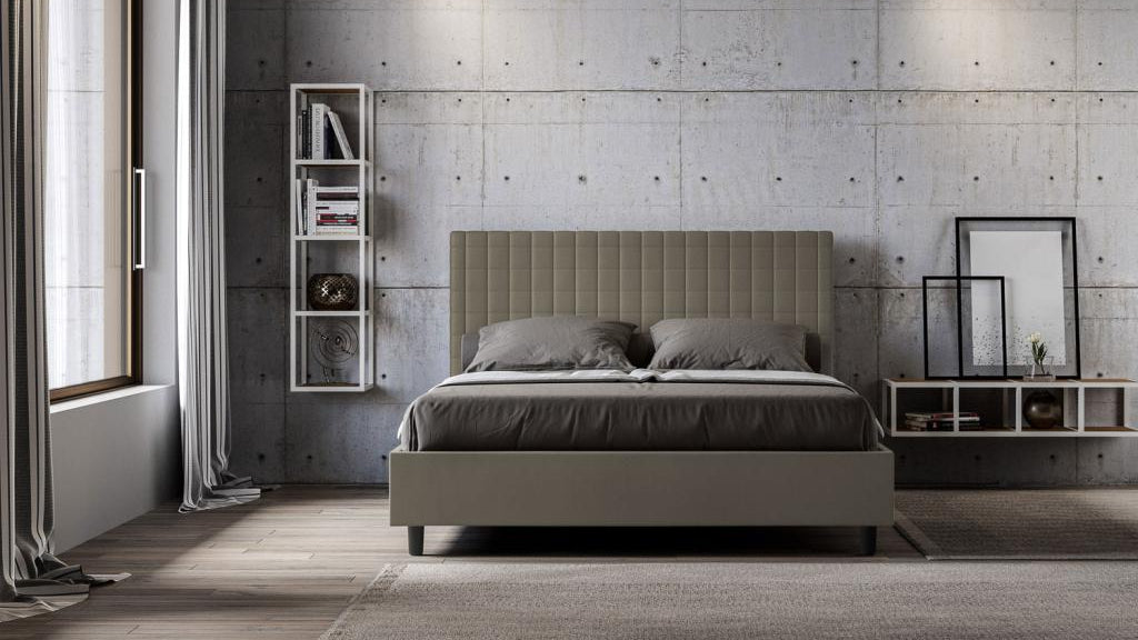 Sunny cappuccino faux leather double bed with upholstered storage, 160x200cm